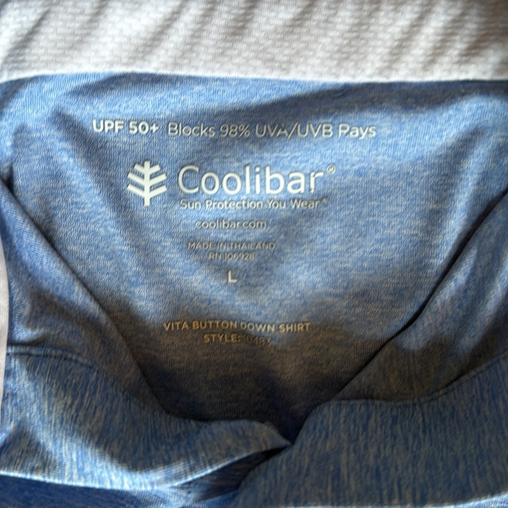 Coolibar Blue Sun Protection Shirt, size large - Picture 4 of 5